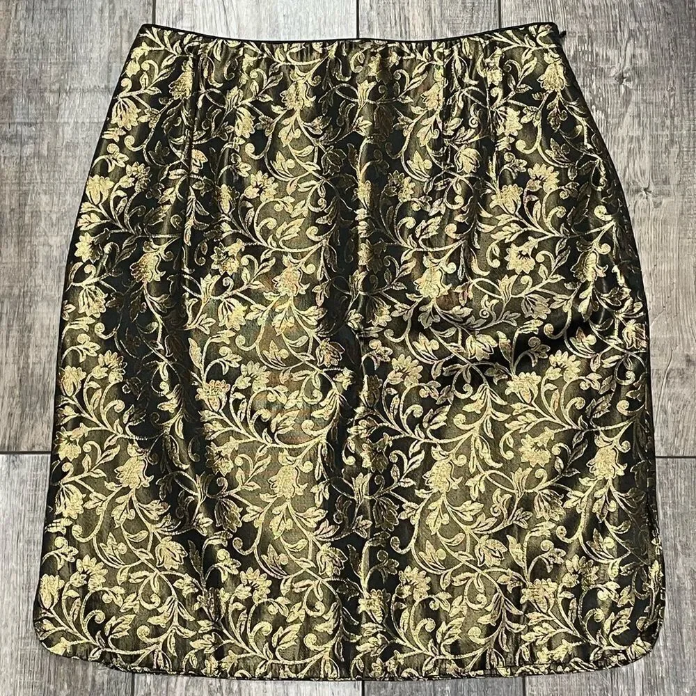 Vintage Gantos Brocade Black and Gold Skirt Size 10